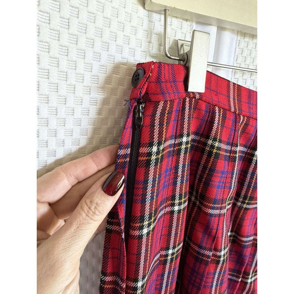 Pendleton Classic Skirt 14 Red Tartan Plaid Pleated Midi Virgin Wool USA - Picture 6 of 9